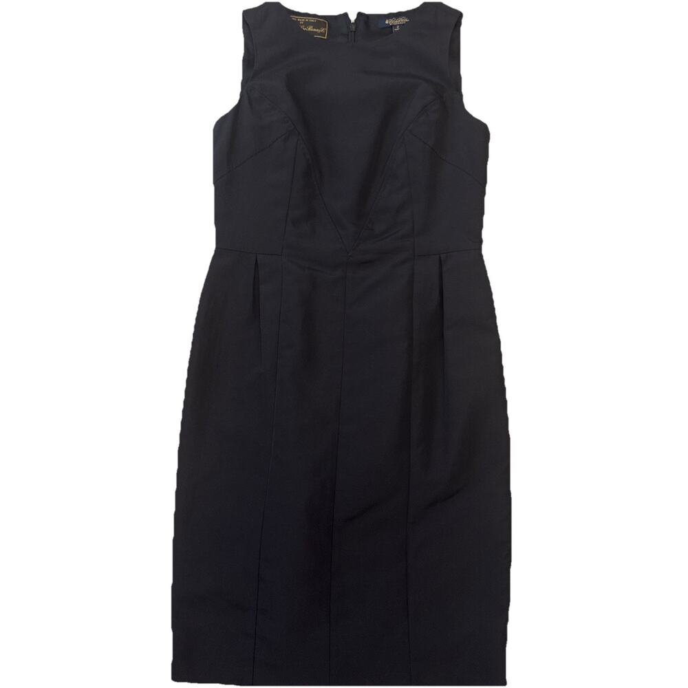 Brooks Brothers Loro Piana Black Wool Silk Sheath Dress Womens Size 2 Italy